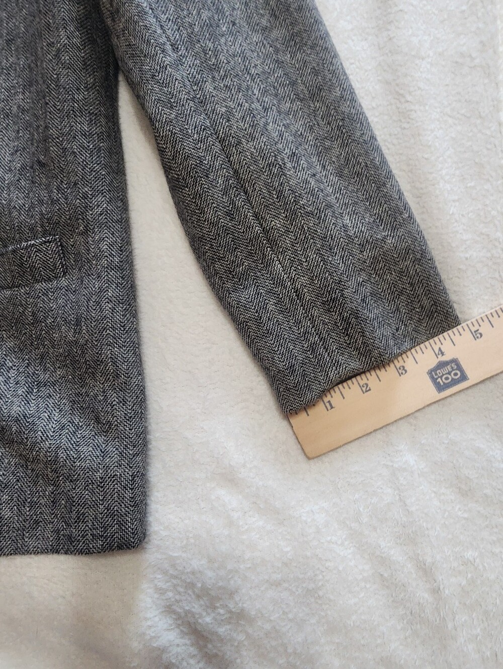 Vintage Pendleton Wool Skirt Suit Set Blazer Grey Herringbone Size 12 USA Made - Picture 15 of 16